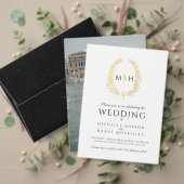 Leaf oval line Art Hochzeit schwarz und gold auf w Einladung (Personalisieren Sie die Kollektion dieses unabhängigen Creators. Test)