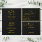 Einladung zum Hochzeitsfeiern in Schwarz-Gold-Mono (Personalisiere diese Kollektion eines unabhängigen Creators.)