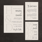 Modern Minimalist Black and Ivory Monogram Wedding Programm