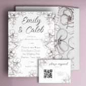 Schwarz-Weiß-Blumen-Linie Kunst Hochzeit Serviette