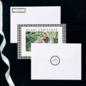 Black and White Gingham Christmas Runder Aufkleber