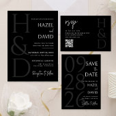 Modern Minimalist Black and White Monogram Wedding Programm