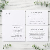Black and White Monogram Modern Wedding Einladungsbanderole (Personalisiere diese Kollektion eines unabhängigen Creators.)