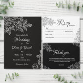 Elegante Schwarz/Weiß Hochzeit Dankeschön Karte (Personalisiere diese Kollektion eines unabhängigen Creators.)