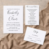 Einfache Minimale Schwarz-Weiß-Kalligrafie-Hochzei Einladung (Personalisiere diese Kollektion eines unabhängigen Creators.)