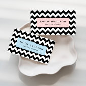 Schwarz-Weiß-Zigzag-Muster, Zickzack Muster Visitenkarte