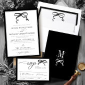Elegant Black and White Bow Simple Modern Wedding Einladung