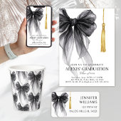 Coquette Black Bow Cap Tassel Graduation  Dankeskarte