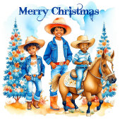 Black Cowboy Cowgirl Kinder mit Horse Merry Christ T-Shirt