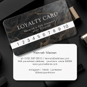 Marmor, Schwarz-Gold, Salon, Foto, QR Code Loyalit Visitenkarte