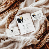 Black Pearl Bow Bridal Shower Dankeskarte