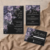 Floral Black Gothic Wedding Dankeskarte (Personalisiere diese Kollektion eines unabhängigen Creators.)