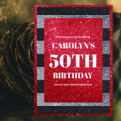 Black Red White Glitzern Birthday Party Banner