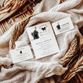 Black Satin Bow Pearls Bridal Shower Einladung