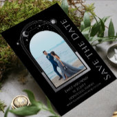 Mystical Black Silver Sun Moon Star Save the Date Magnet