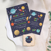 Schlag ab! Weltraum-Geburtstagsparty Einladung