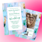 Blue Abstract RSVP Card Boho Colorful