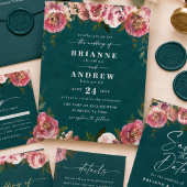 Blühend Chic Tief Teal Grün Florale Hochzeit Pappbecher