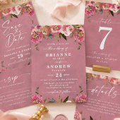 Blühend Chic Wilde Rose Pink Hochzeitszeremonie Programm