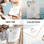 Klassische botanische Blume in Soft Blue und Pink Folieneinladung