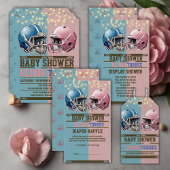 Blue & Pink American Football Helmet Baby Dusche Begleitkarte
