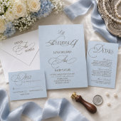 Monogramm Blau und Braune Hochzeit Einladung