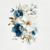 Blauer und weißer Painterly Floral Wedding Weinetikett