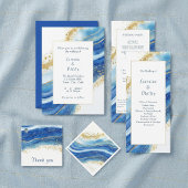 Elegant Blue and Gold Watercolor Vielen Dank