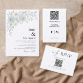 Blue and Ivory Floral Save The Date Ankündigungspostkarte (Personalisiere diese Kollektion eines unabhängigen Creators.)