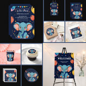 Blue Baby Elephant Party Baby Dusche Einladung