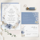 Blaue Strandküsten-Muschel-Hochzeit Save The Date