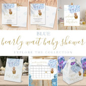 Bereit zum Pop Bear Cub Blue Baby Dusche warten Runder Aufkleber