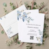 Elegante Blue Floral Wedding Details Eintrittskart Begleitkarte (Personalisieren Sie die Kollektion dieses unabhängigen Creators. Test)