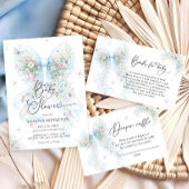 Baby in Bloom Elegant Blue Bow Baby Shower Einladung