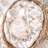 Blue Bow Blueberry Baby Shower Einladung