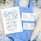 It's a Boy Blue Bow Floral Baby Shower Einladung
