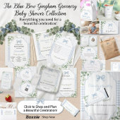 Schickes Blau Gingham Herz Baby Shower Rücksendead