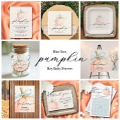Blue Bow Little Pumpkin Baby Dusche Pappteller