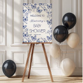 Blue Chinoiserie Butterfly Baby Dusche Poster