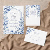 Elegant Blue Chinoiserie Floral Botanical Wedding Pappteller (Personalisiere diese Kollektion eines unabhängigen Creators.)