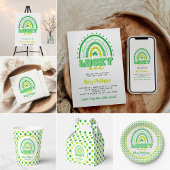 Blauer Klee und Regenbogen Lucky Eins Geburtstag Dankeskarte