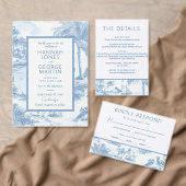 Blue Coastal Toile Hochzeit Begrüßungszeichen Empf Poster (Personalisiere diese Kollektion eines unabhängigen Creators.)