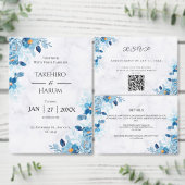 Blue Elegant flower summer wedding Pappteller (Personalisiere diese Kollektion eines unabhängigen Creators.)