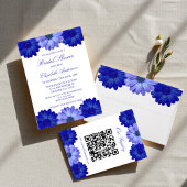 Blue Floral Birthday Einladung