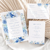 Eleganter Blauer Rahmen Hochzeit Folieneinladung