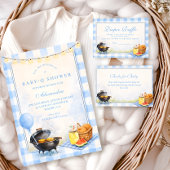 Blue Gingham Baby Q Baby Shower Einladung