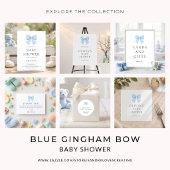 Hübscher blauer Gingham-Schleifen-Baby-Shower Poster