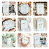 Blue Gingham Golf Boy 1. Geburtstag Pappteller