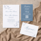 Dusty Blue QR Wedding RSVP Enclosure Card Begleitkarte (Personalisiere diese Kollektion eines unabhängigen Creators.)
