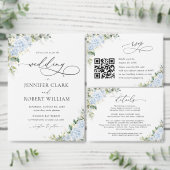 Blauer Hydrangeen-Blumen-Hochzeitsprogramm-Handfäc Fächer (Personalisiere diese Kollektion eines unabhängigen Creators.)